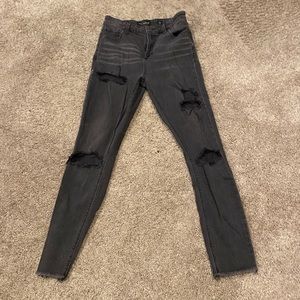 Lucky Brand. Black, ripped jeans.